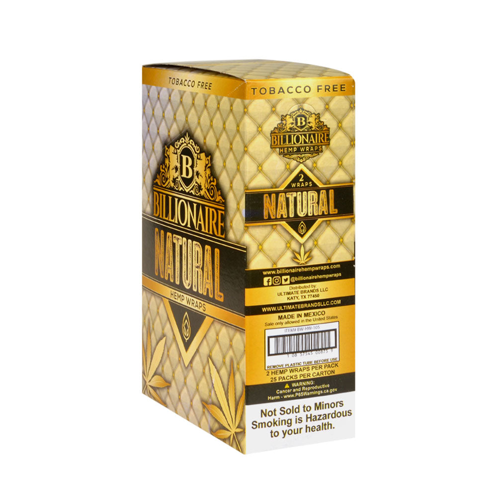 Billionaire Hemp Wraps 25 packs of 2, Natural