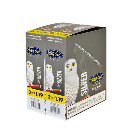 White Owl Cigarillos $1.19 Pre Priced 30 Packs of 2 Cigars Silver