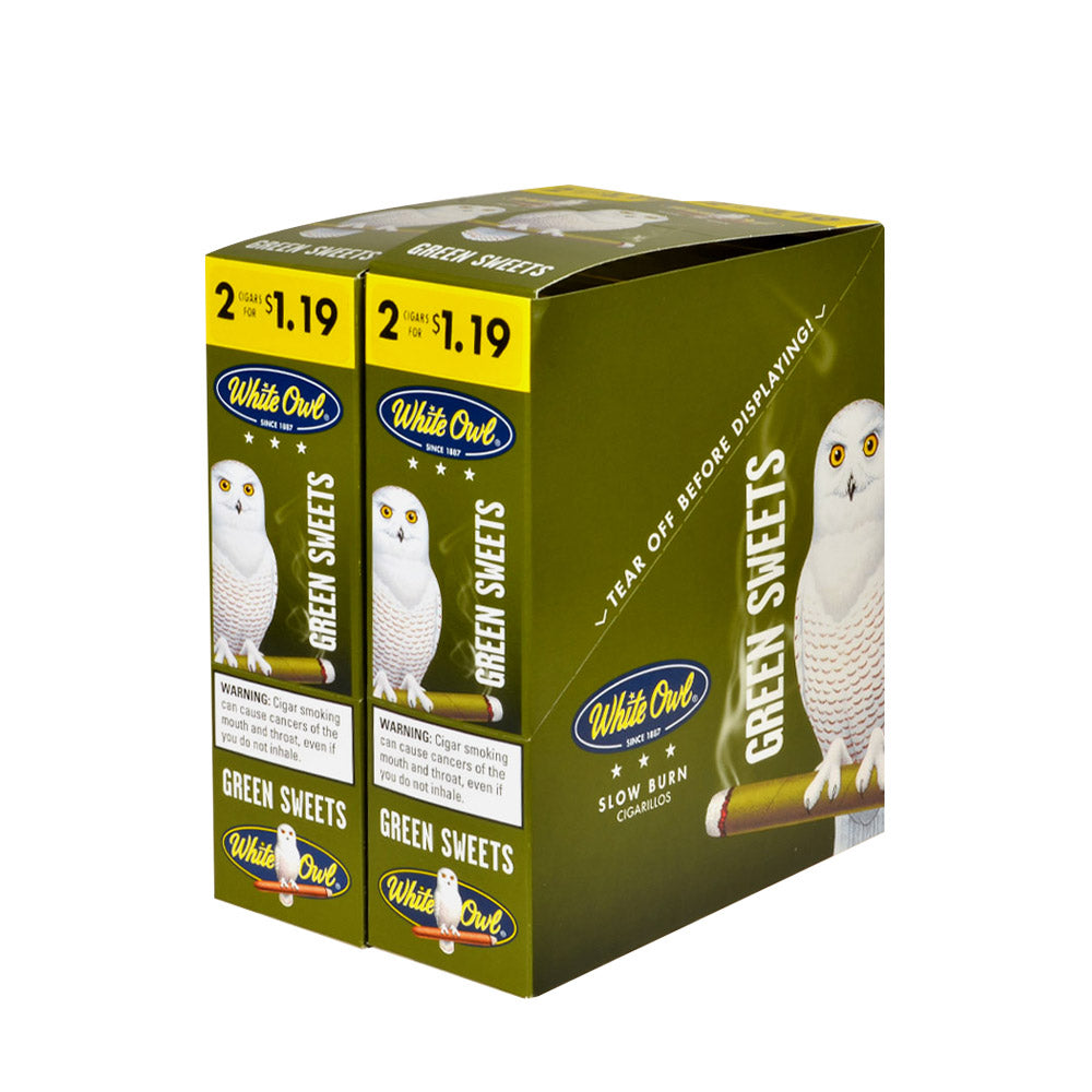 White Owl Cigarillos $1.19 Pre Priced 30 Packs of 2 Cigars Green Sweets