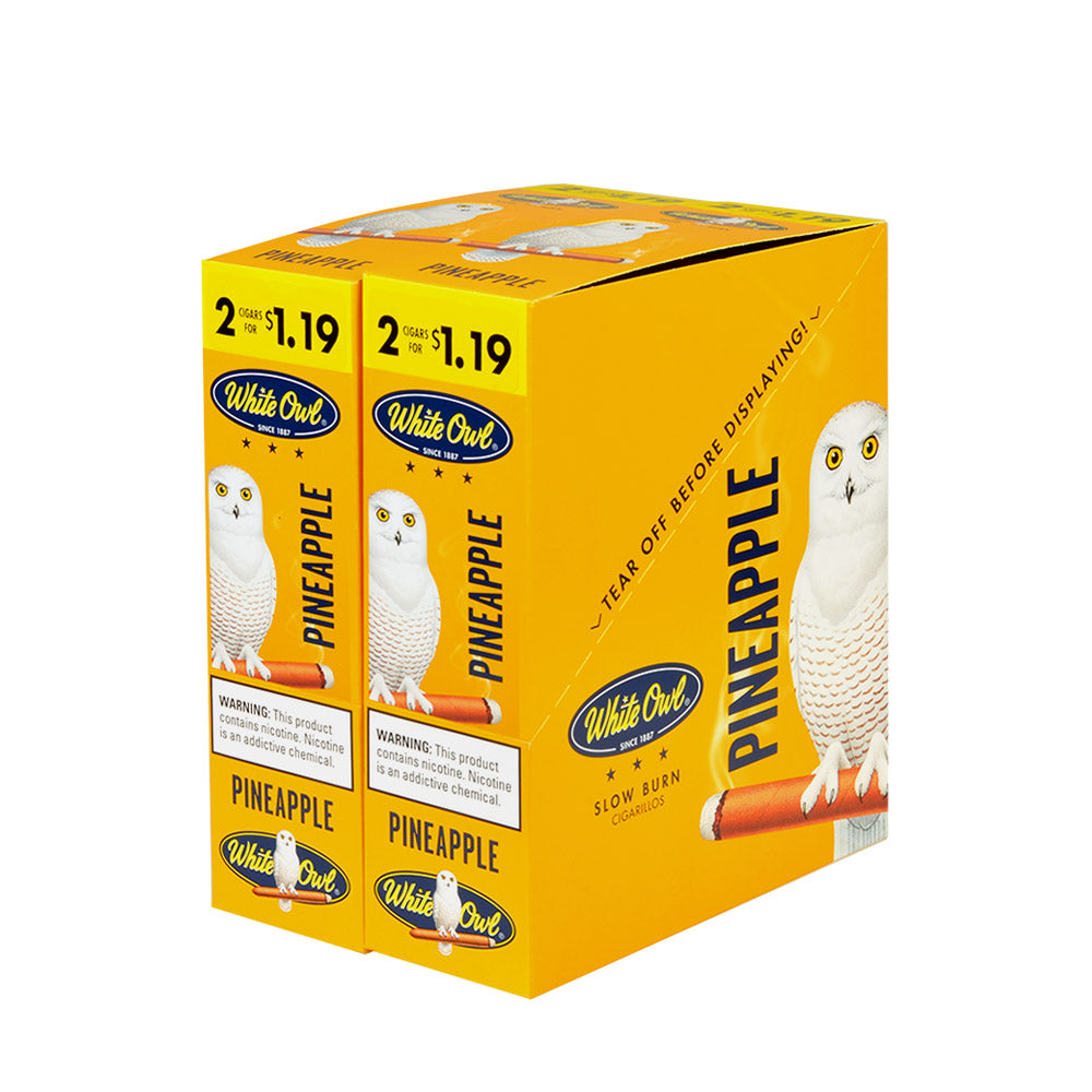 White Owl Cigarillos 1.19 Pre Priced 30 Packs of 2 Cigars Pineapple