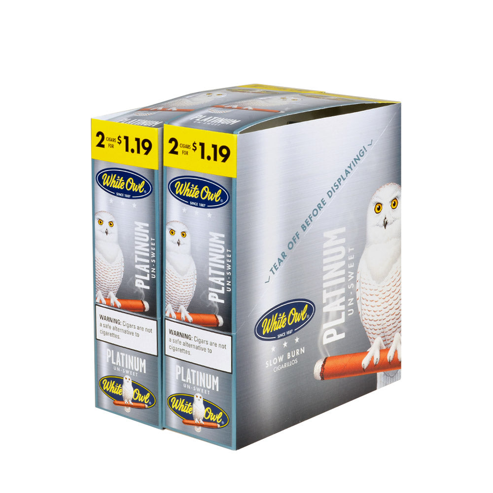 White Owl Cigarillos $1.19 Pre Priced 30 Packs of 2 Cigars Platinum