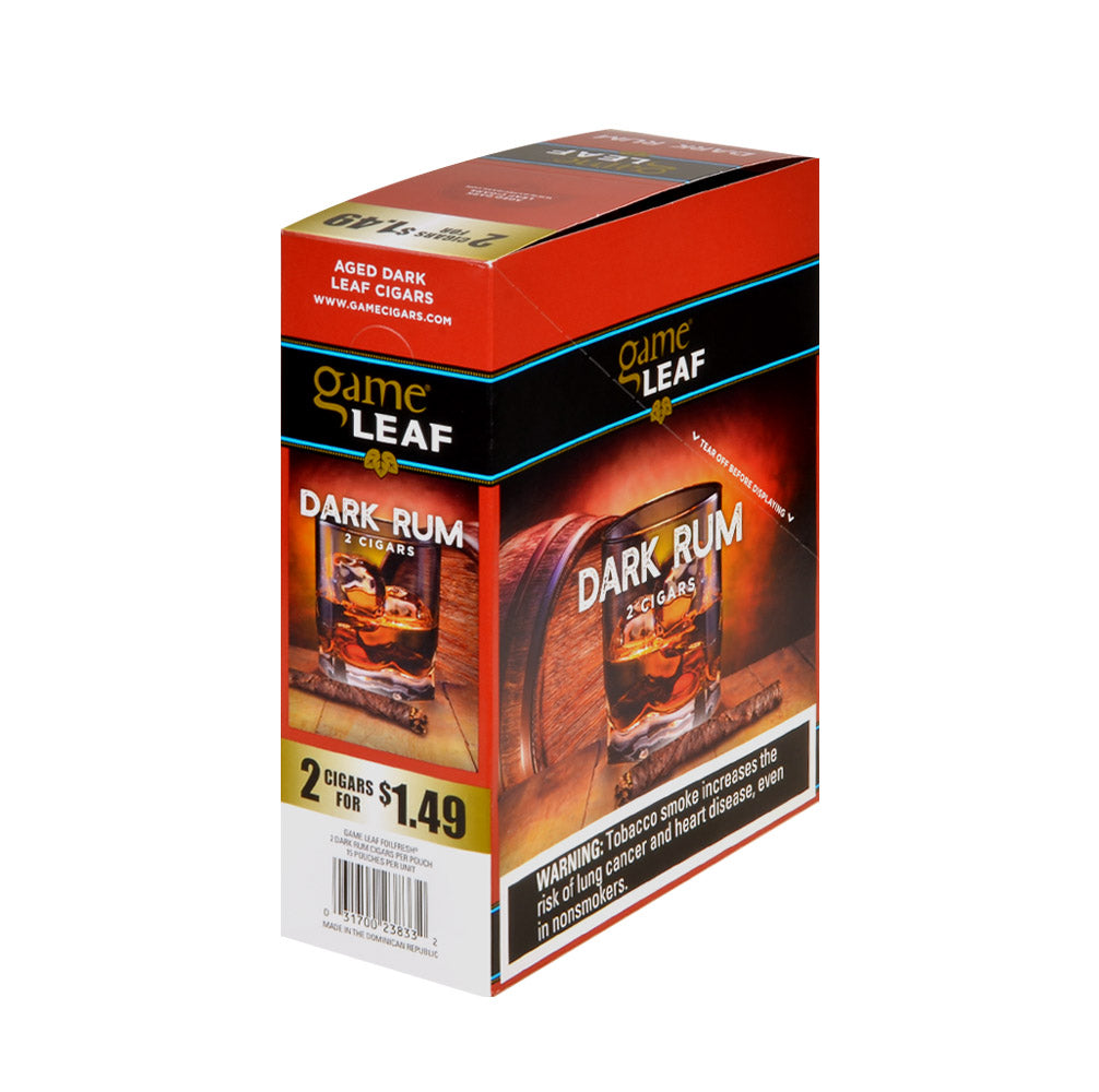 Game Leaf Dark Rum Cigarillos 2 for $1.49, 15 Pouches of 2