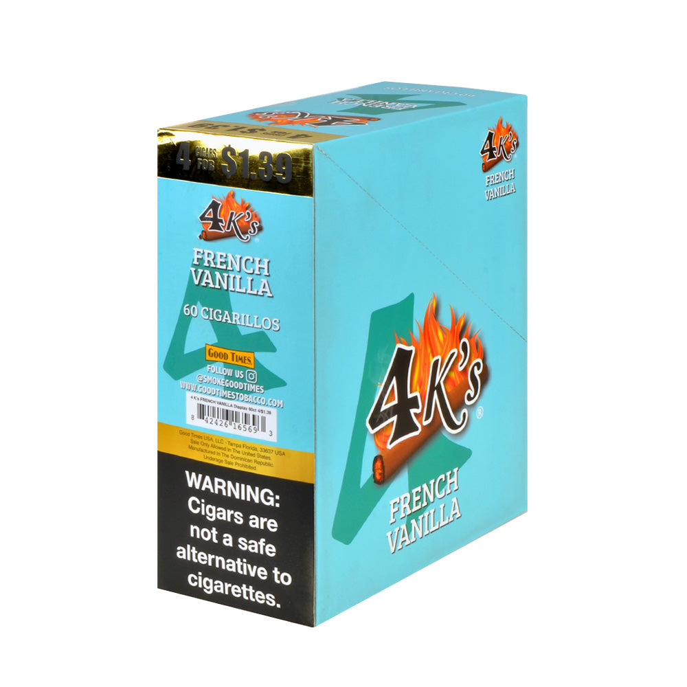 4 Kings Cigarillos 15 Packs of 4 French Vanilla, Pre-Priced $1.39