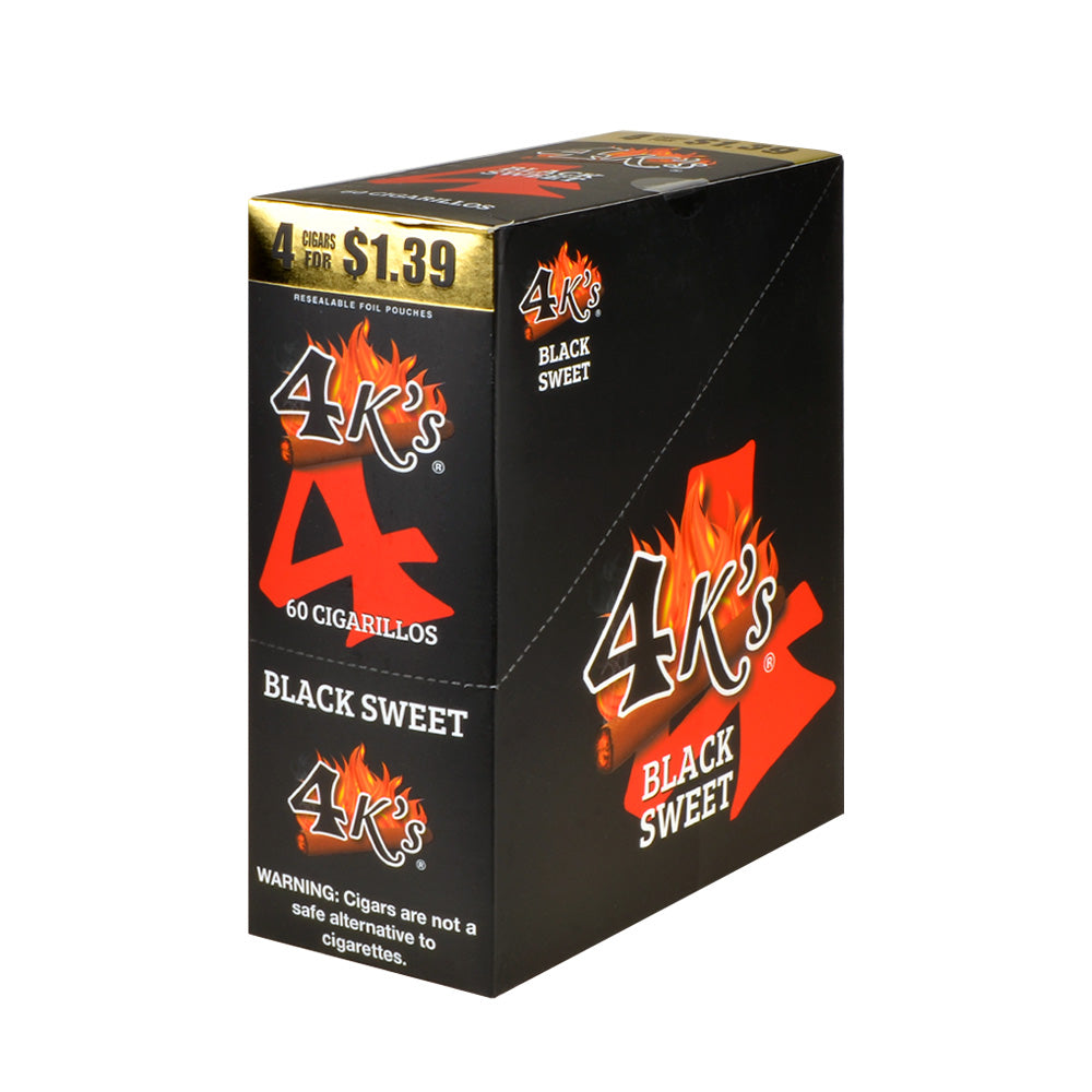 4 Kings Cigarillos 15 Packs of 4 Black Sweet, Pre-Priced $1.39