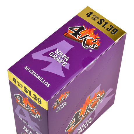 4 Kings Cigarillos 15 Packs of 4 Napa Grape, Pre-Priced $1.39