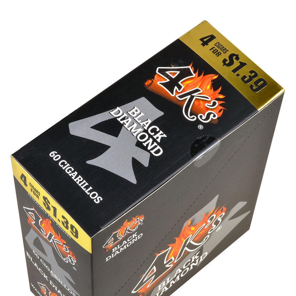 4 Kings Cigarillos 15 Packs of 4 Black Diamond, Pre-Priced $1.39