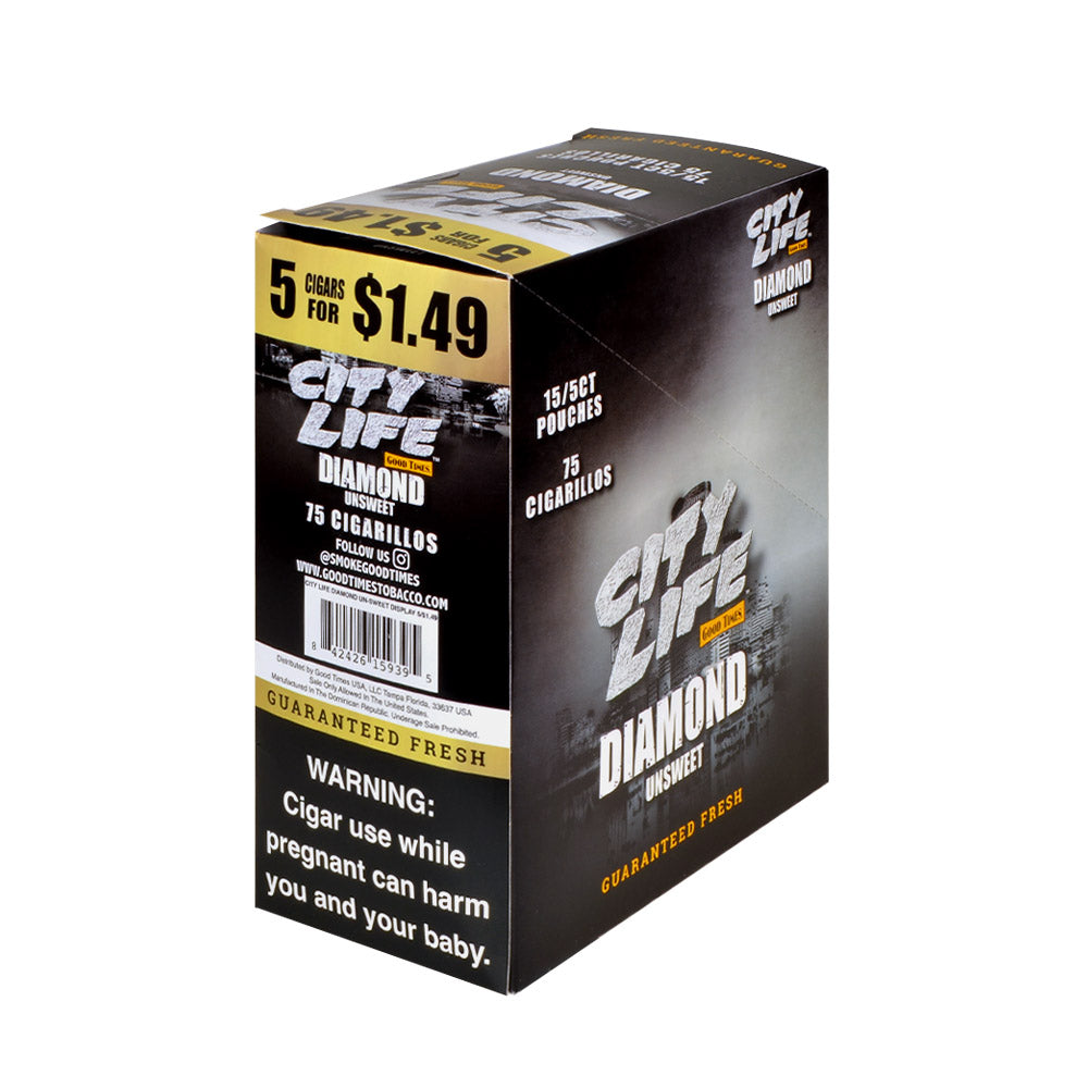 City Life Cigarillos 5 for $1.49 Diamond 15 Packs of 5