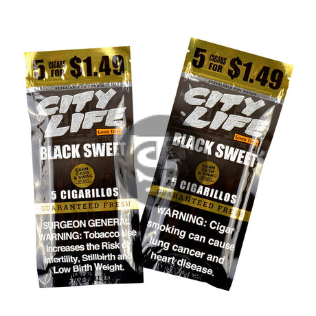 City Life Cigarillos 5 for $1.49 Black Sweet 15 Packs of 5