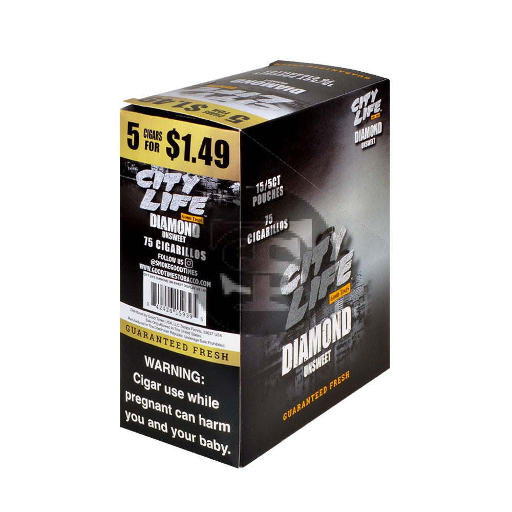 City Life Cigarillos 5 for $1.49 Diamond 15 Packs of 5