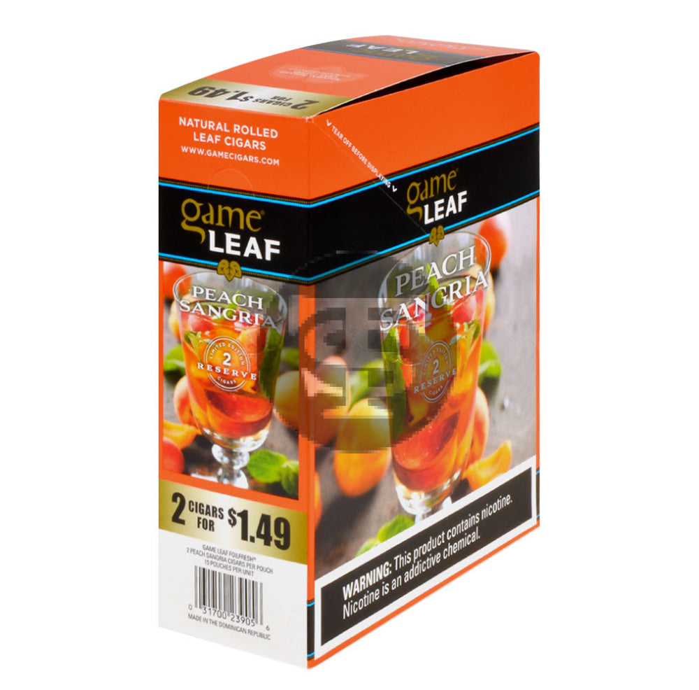 Game Leaf Peach Sangria Cigarillos 2 for $1.49 15 Pouches of 2