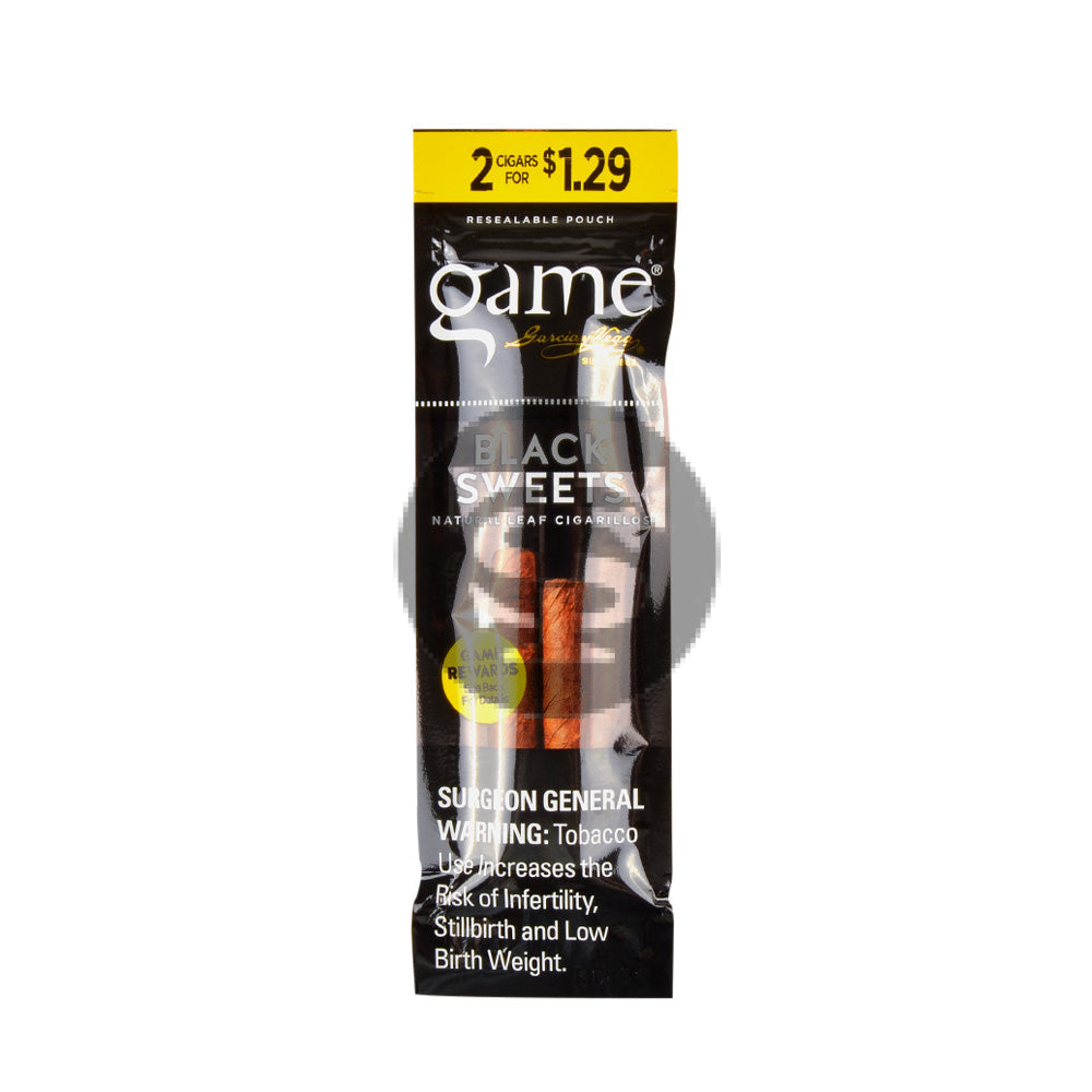 Game Vega Cigarillos Black Sweet Foil 2 for $1.29 30 Pouches of 2