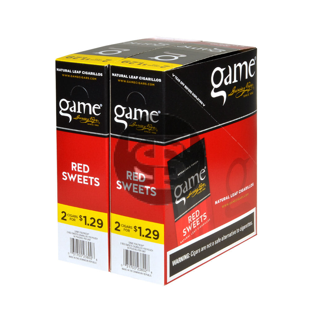 Game Vega Cigarillos Red Foil 2 for $1.29 30 Pouches of 2