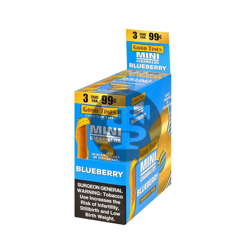 Good Times Mini Cigarillos Blueberry Pre Priced 15 Packs of 3