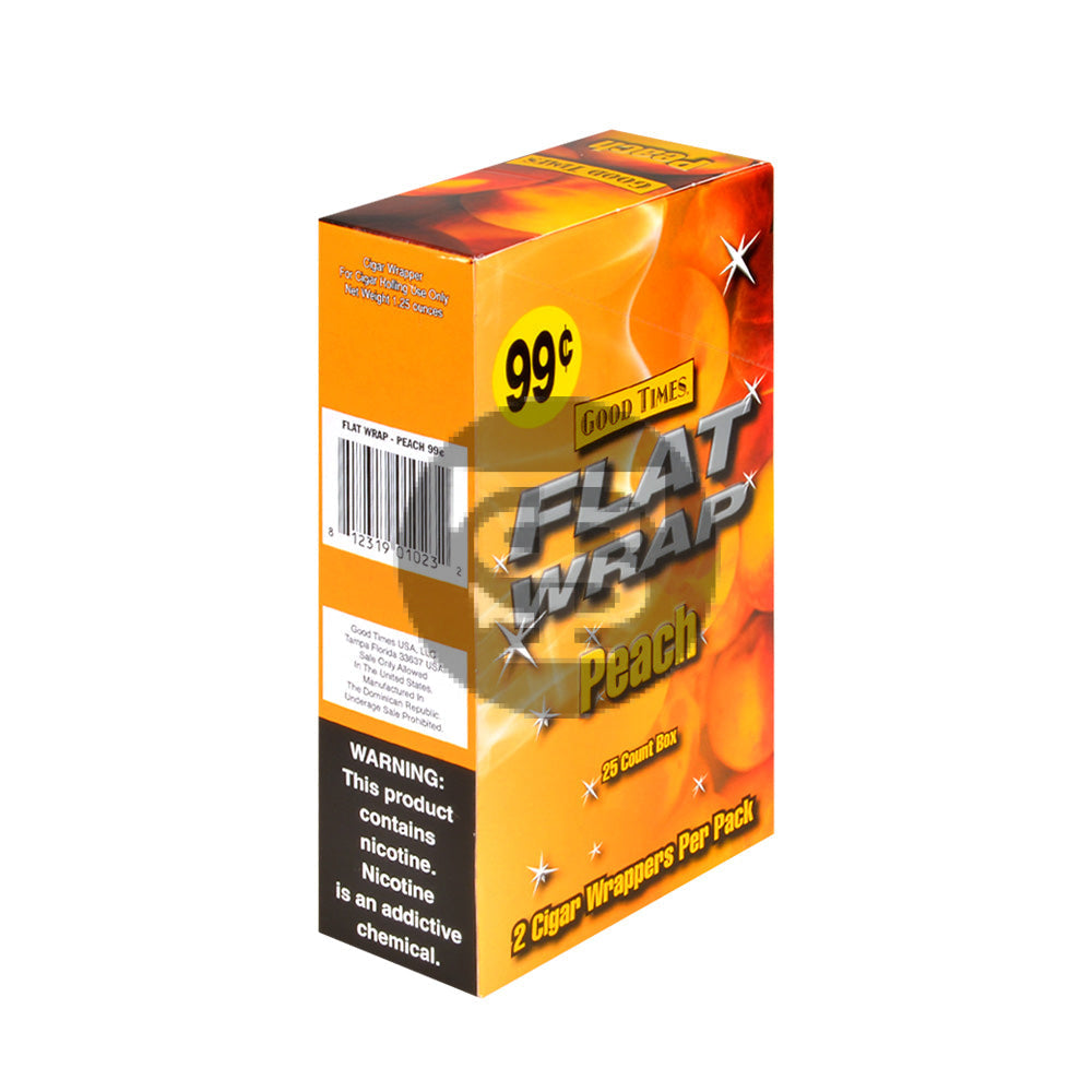 Good Times Peach Flat Wraps Pre Priced 25 Pouches of 2