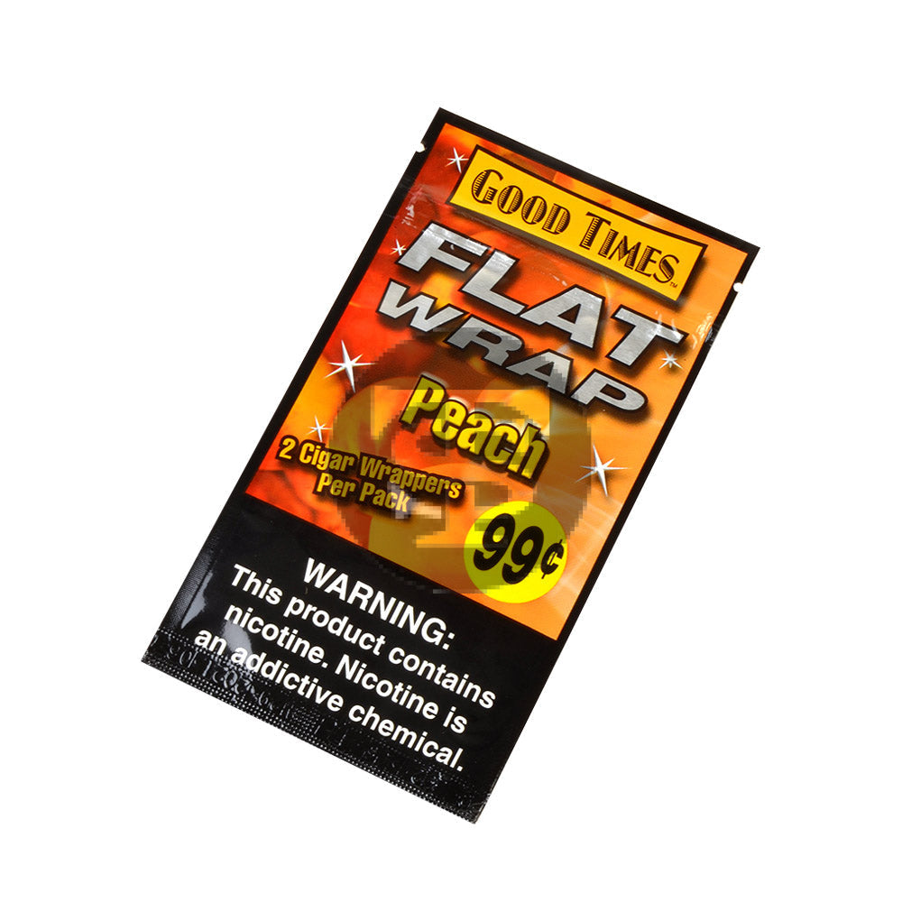 Good Times Peach Flat Wraps Pre Priced 25 Pouches of 2