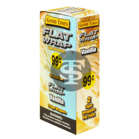 Good Times Vanilla Flat Wraps Pre Priced 25 Pouches of 2