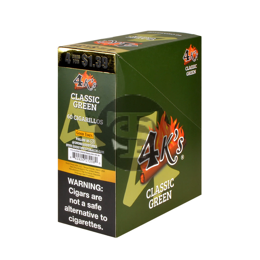 Kings Cigarillos 15 Packs of 4 Classic Green Pre-Priced $1.39