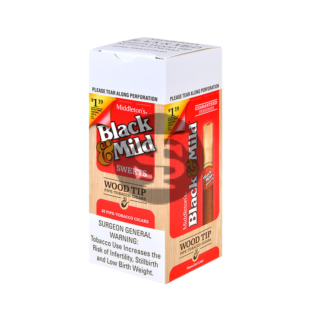 Middleton's Black & Mild $1.19 Sweets Wood Tip Box of 25 Cigars 1