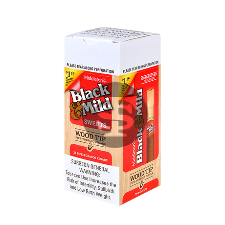 Middleton's Black & Mild $1.19 Sweets Wood Tip Box of 25 Cigars 1