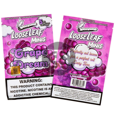 Mini Loose Leaf Grape Dream wraps 8 packs of 5