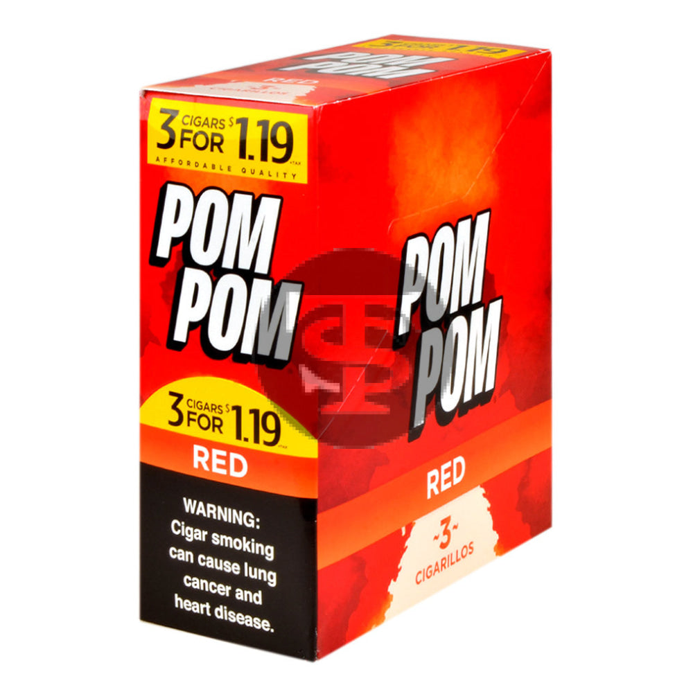 Pom Pom Cigarillos $1.19 Pre Priced 15 Packs of 3 Cigars Sweet(Red)