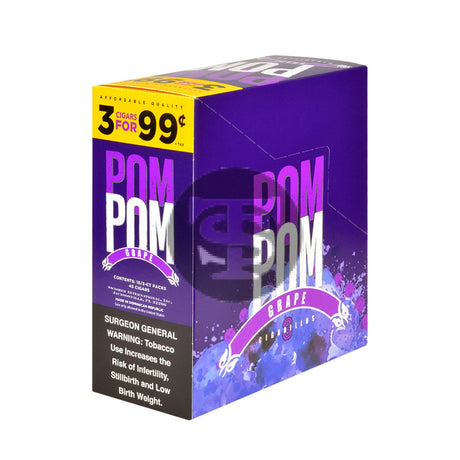 Pom Pom Cigarillos 99 Cent Pre Priced 15 Packs of 3 Cigars Grape