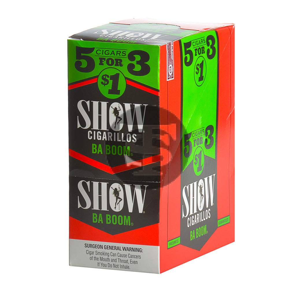 Show Cigarillos Ba Boom Pre Priced 15 Pouches of 5 1