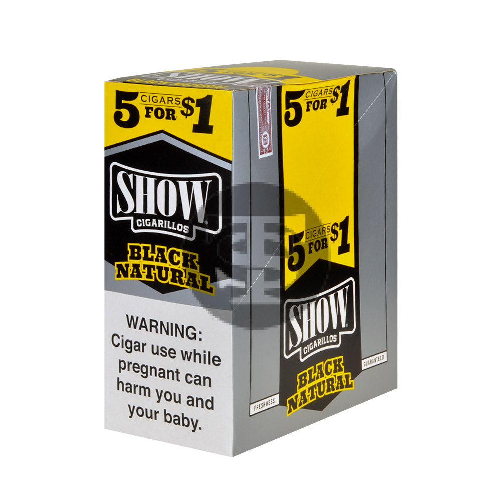 Show Cigarillos Black Natural Pre Priced 15 Pouches of 5