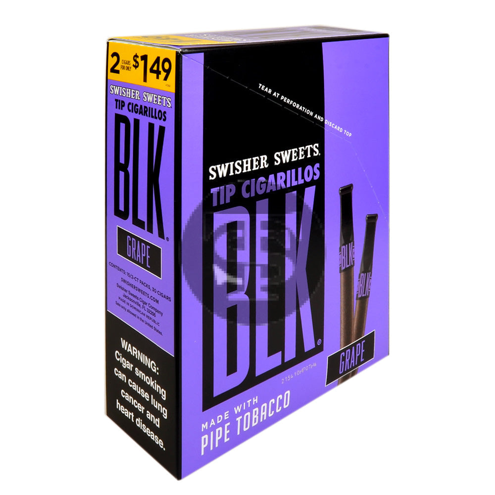 Swisher Sweets BLK Tip Cigarillos 2 for $1.49 Grape 15 pouches of 2