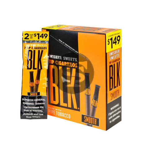 Swisher Sweets BLK Tip Cigarillos 2 for $1.49 Smooth 15 pouches of 2 2