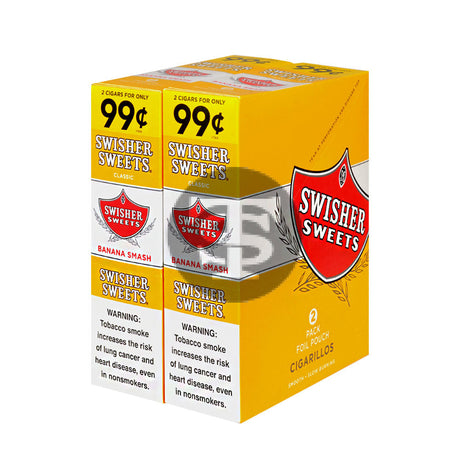 Swisher Sweets Cigarillos 99 Cent Pre Priced 30 Packs of 2 Cigars Banana Smash