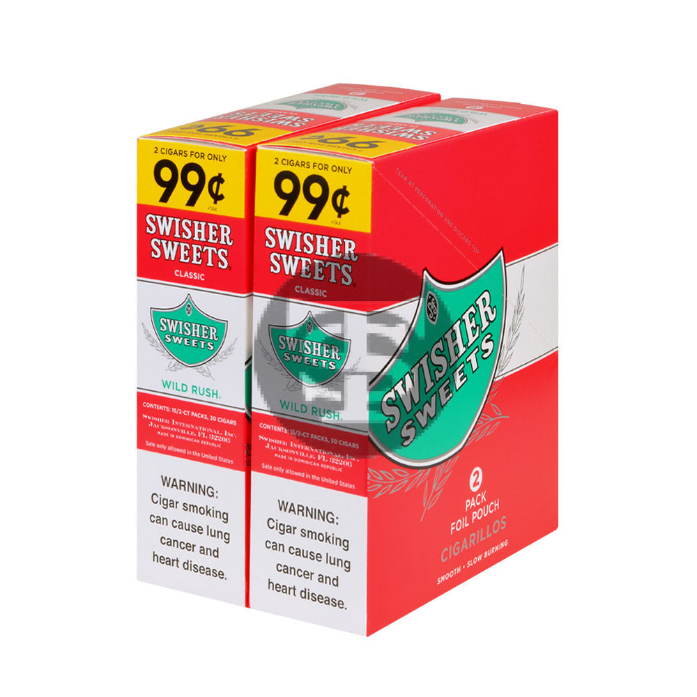 Swisher Sweets Cigarillos 99 Cent Pre Priced 30 Packs of 2 Cigars Wild Rush 2