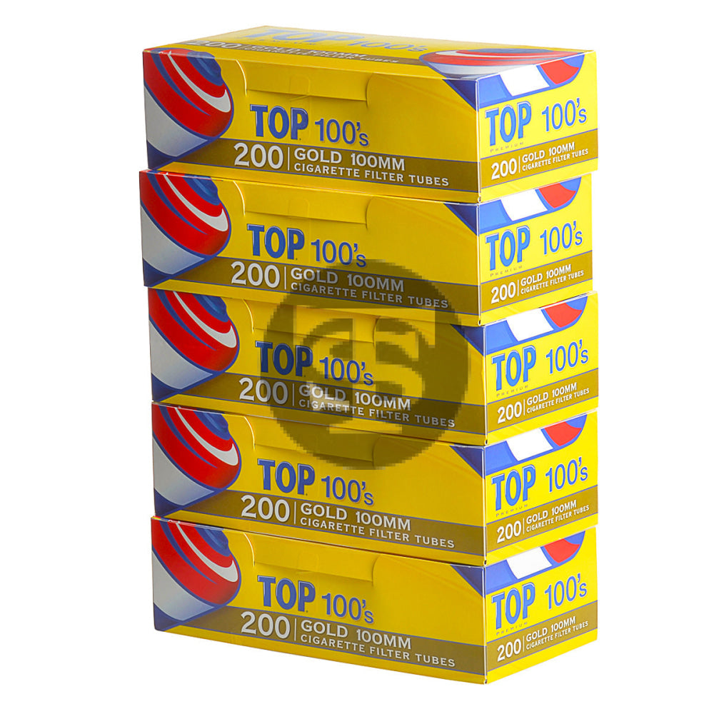 Top Premium Filter Tubes 100 mm Gold (Light) 4 Cartons of 250