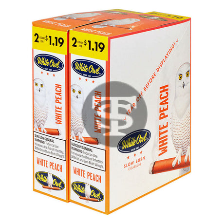 White Owl Cigarillos $1.19 Pre Priced 30 Packs of 2 Cigars White Peach