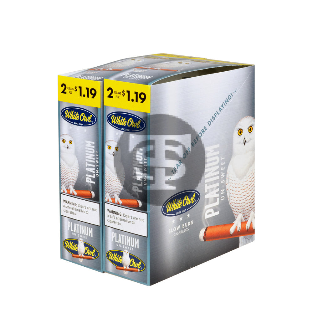 White Owl Cigarillos $1.19 Pre Priced 30 Packs of 2 Cigars Platinum