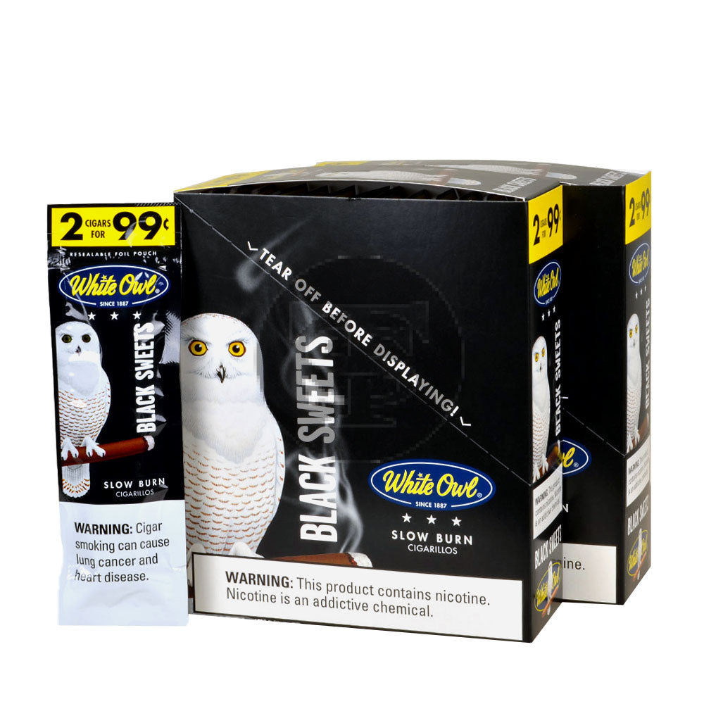 White Owl Cigarillos 99 Cent Pre Priced 30 Packs of 2 Cigars Black