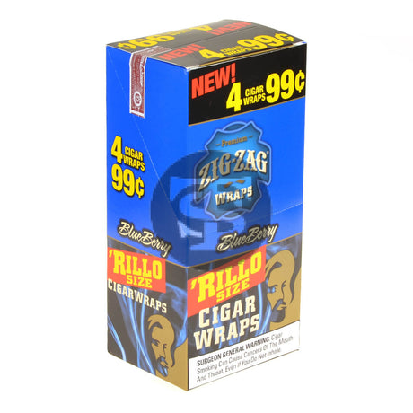 Zig Zag Rillo Size Cigar Wraps 4 for 99 Cents 15 Pouches of 4 Blueberry 1