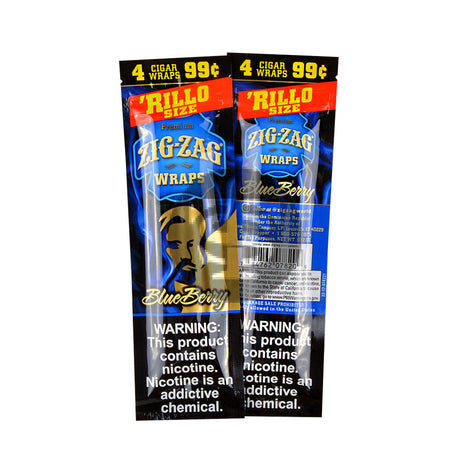 Zig Zag Rillo Size Cigar Wraps 4 for 99 Cents 15 Pouches of 4 Blueberry