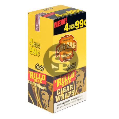 Zig Zag Rillo Size Cigar Wraps 4 for 99 Cents 15 Pouches of 4 Gold 1