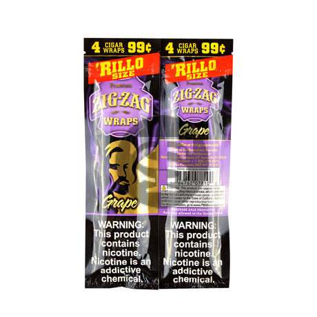 Zig Zag Rillo Size Cigar Wraps 4 for 99 Cents 15 Pouches of 4 Grape