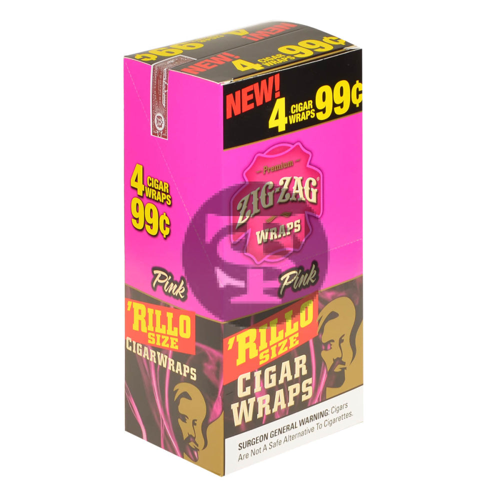 Zig Zag Rillo Size Cigar Wraps 4 for 99 Cents 15 Pouches of 4 Pink 1