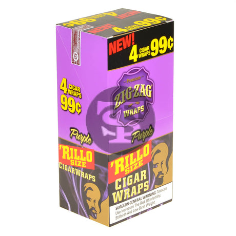 Zig Zag Rillo Size Cigar Wraps 4 for 99 Cents 15 Pouches of 4 Purple 1