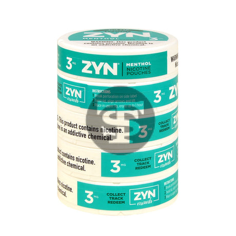 Zyn Nicotine pouches 3mg Menthol 5 cans