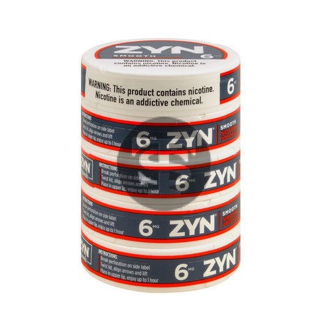 Zyn Nicotine pouches 6mg Smooth 5 cans