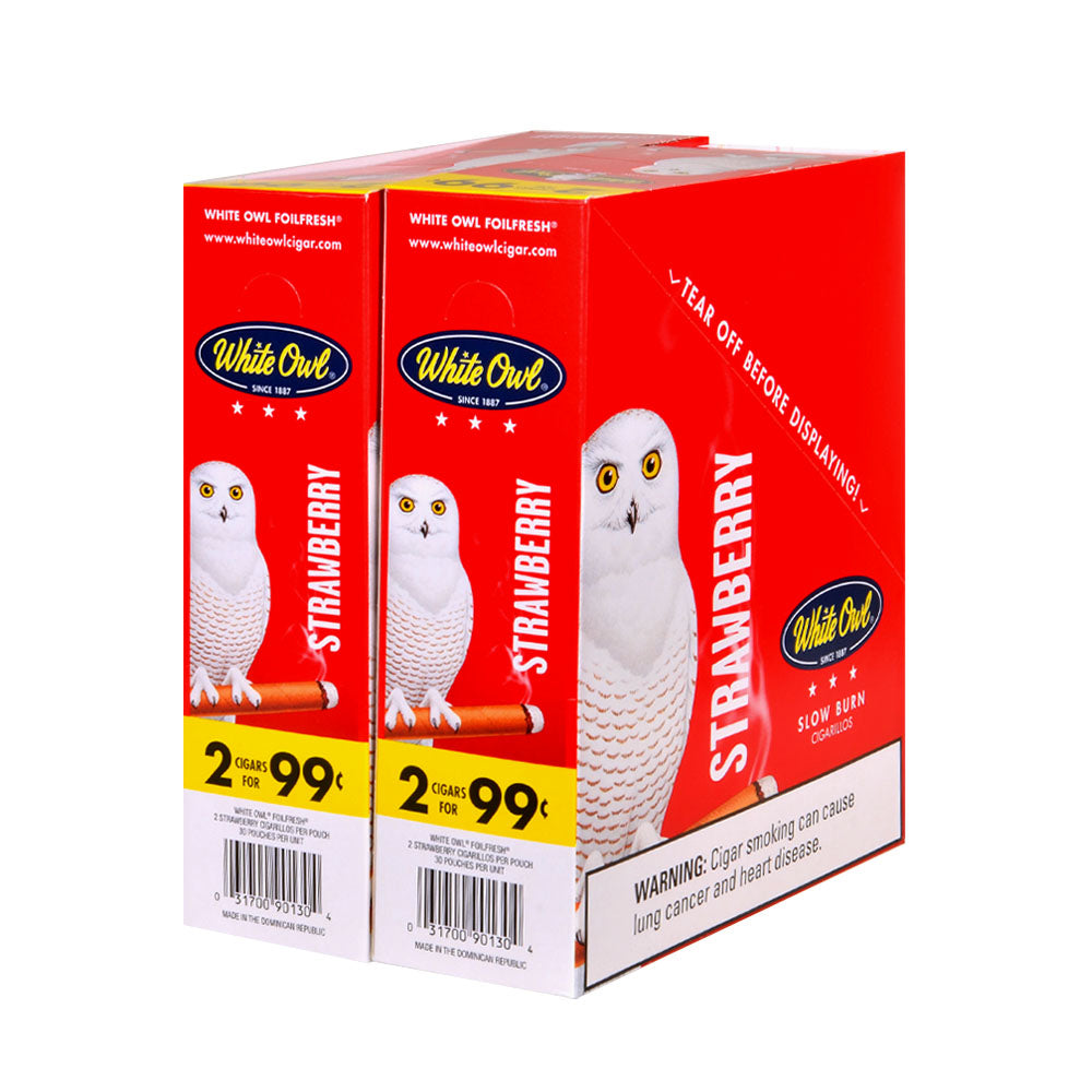 White Owl Cigarillos 99 Cent Pre Priced 30 Packs of 2 Cigars Strawberry