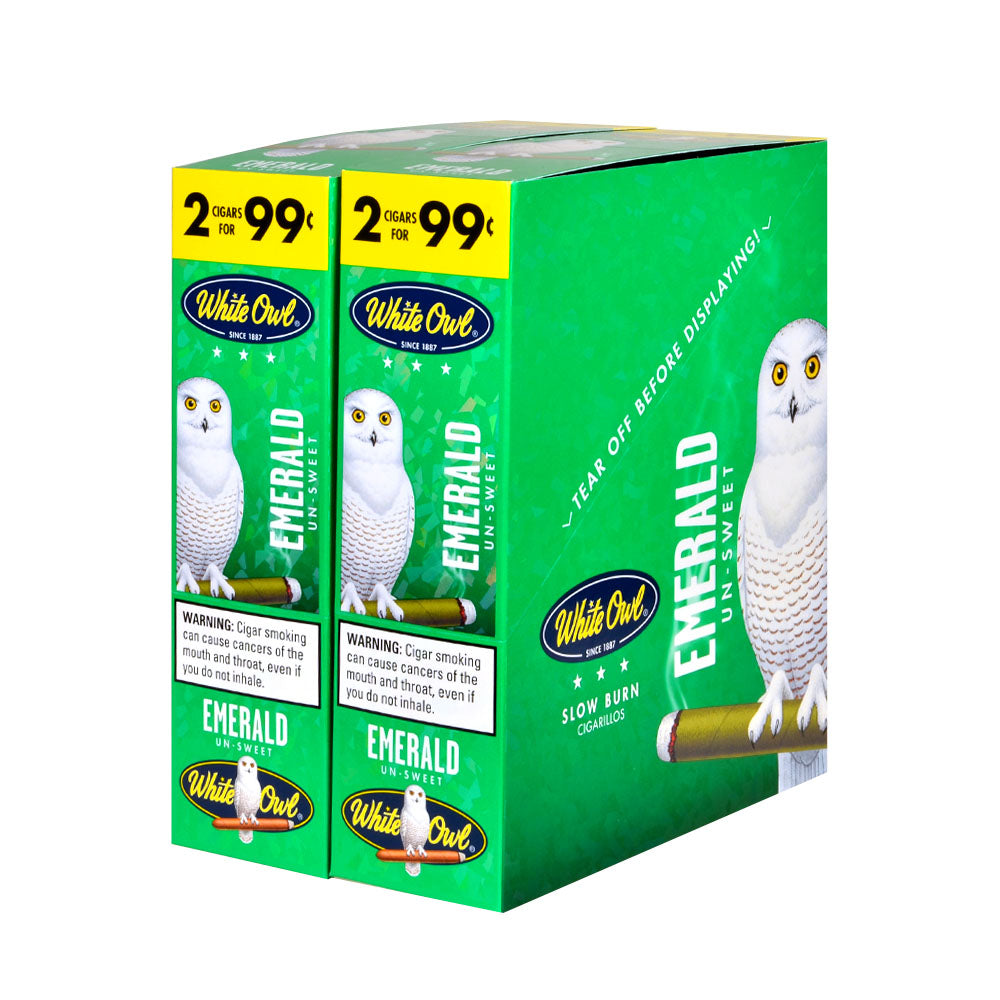 White Owl Cigarillos 99 Cent Pre Priced 30 Packs of 2 Cigars Emerald