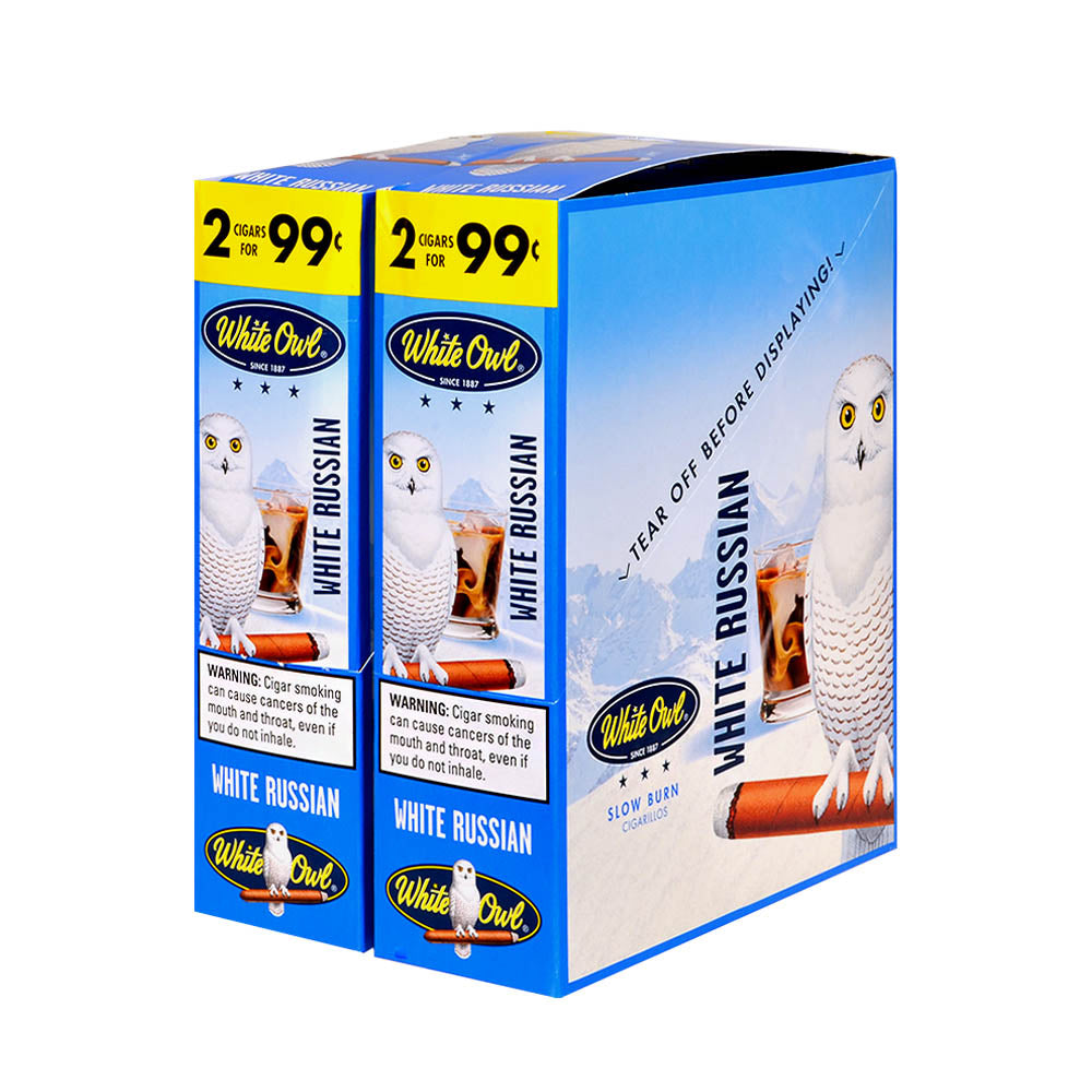 White Owl Cigarillos 99 Cent Pre Priced 30 Packs of 2 Cigars White Russian