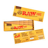 RAW Classic Pre-Rolled 1 1/4 Cones 12 Packs of 20