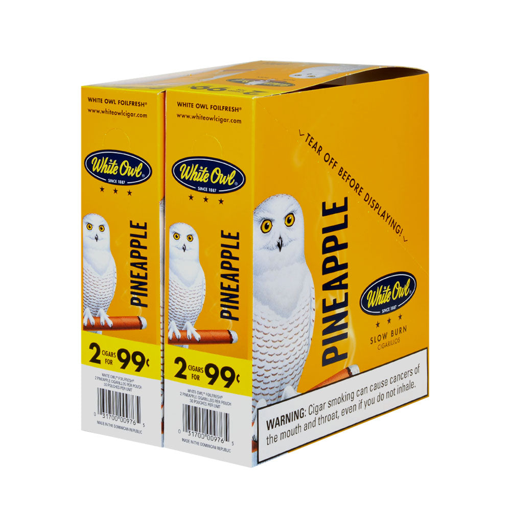 White Owl Cigarillos 99 Cent Pre Priced 30 Packs of 2 Cigars Pineapple