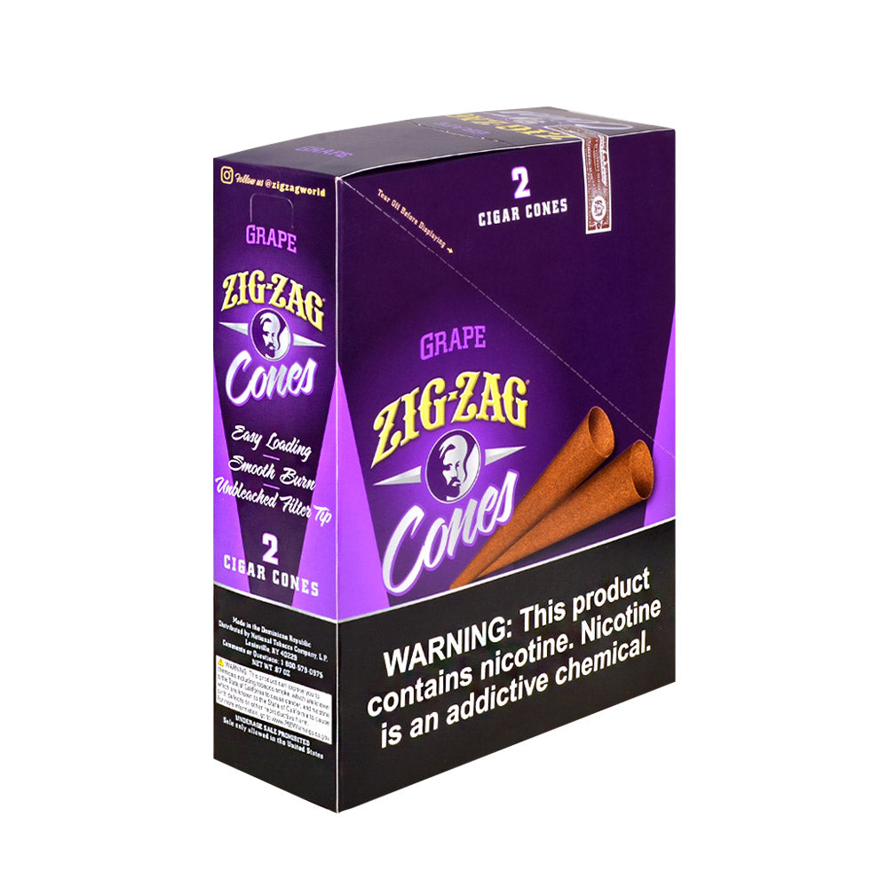 Zig Zag Cigar Cones Grape, 15x2pk